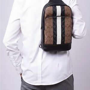 Coach Graham Pack in Blocked Signature Canvas with Varsity Stripe